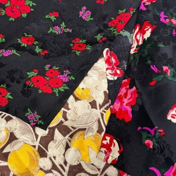 Esther Chen‎ Silk Patchwork Boho Button Up Top Pointed Collar Size 4 - Picture 7 of 9